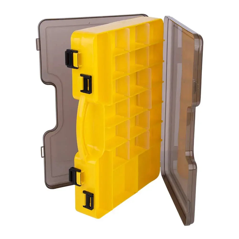 Waterproof double layer fishing tackle box in durable PP plastic with convenient carry handle