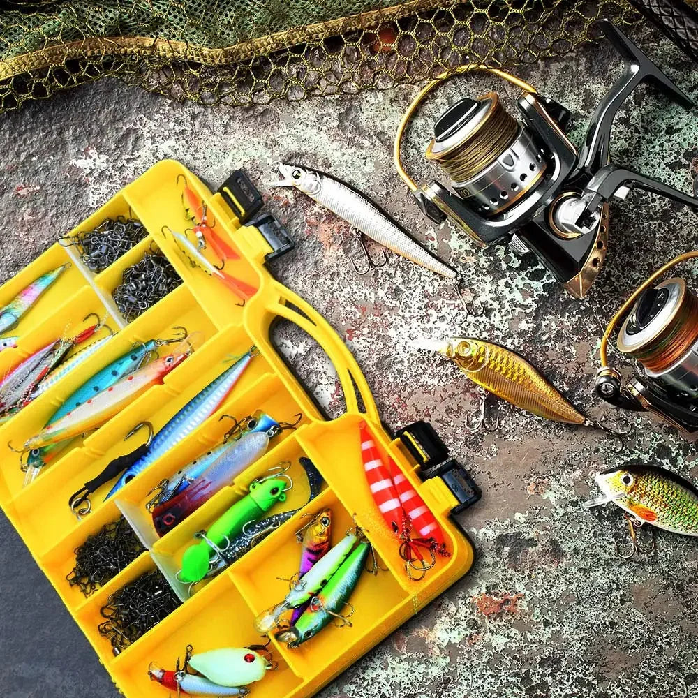 Waterproof double layer fishing tackle box in durable PP plastic with convenient carry handle — view 2
