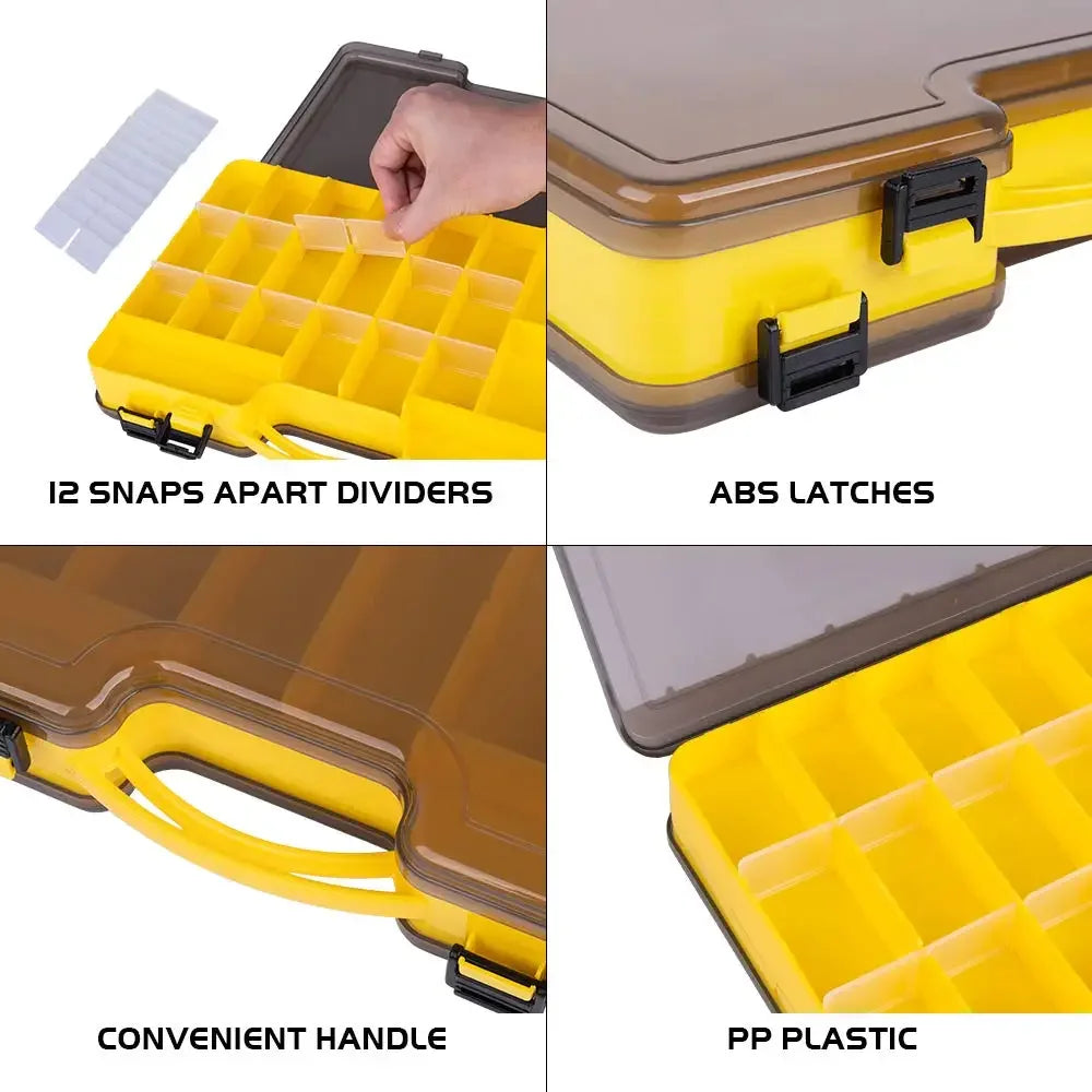 Waterproof double layer fishing tackle box in durable PP plastic with convenient carry handle — view 5