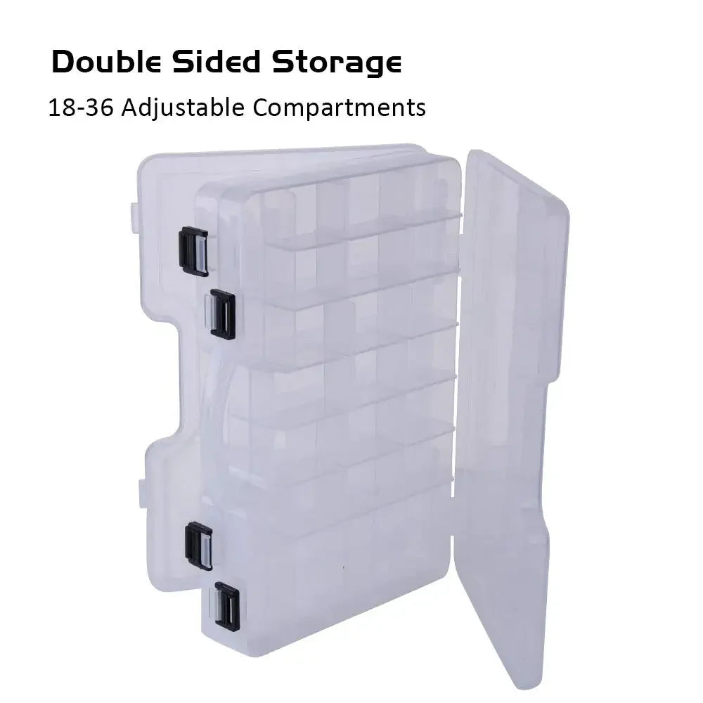 Waterproof double layer fishing tackle box in durable PP plastic with convenient carry handle — view 4