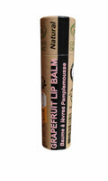 Organic pink grapefruit lip balm in eco-friendly push-up paper tube packaging