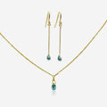 Green Apatite Jewelry Set | Earrings & Necklace | 14K Gold-0