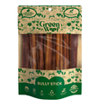 Straight bully sticks natural dog chew in eco friendly green compostable packaging