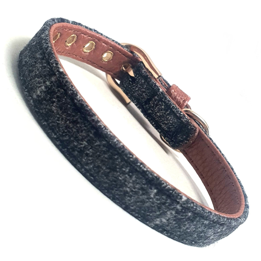 Grey Fabric & Brown Dog Collar-0