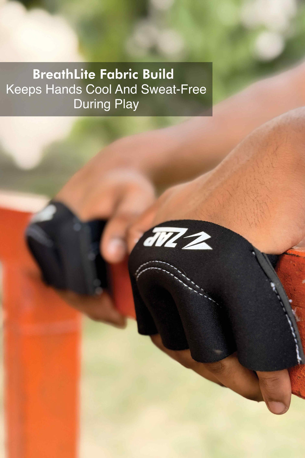 ZAP fielding gloves for cricket with half finger design textured palm and breathable mesh fabric — view 5