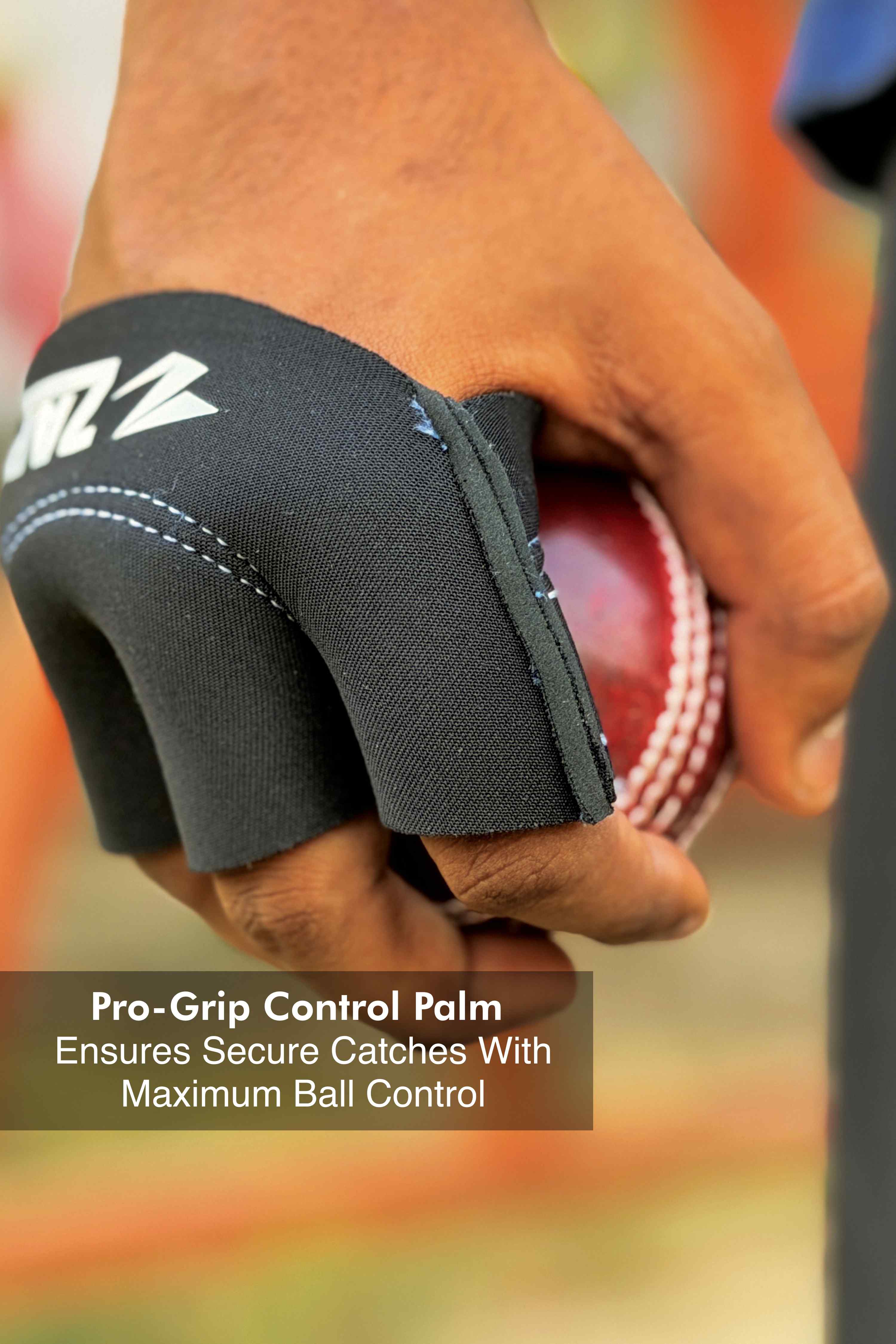 ZAP fielding gloves for cricket with half finger design textured palm and breathable mesh fabric — view 2