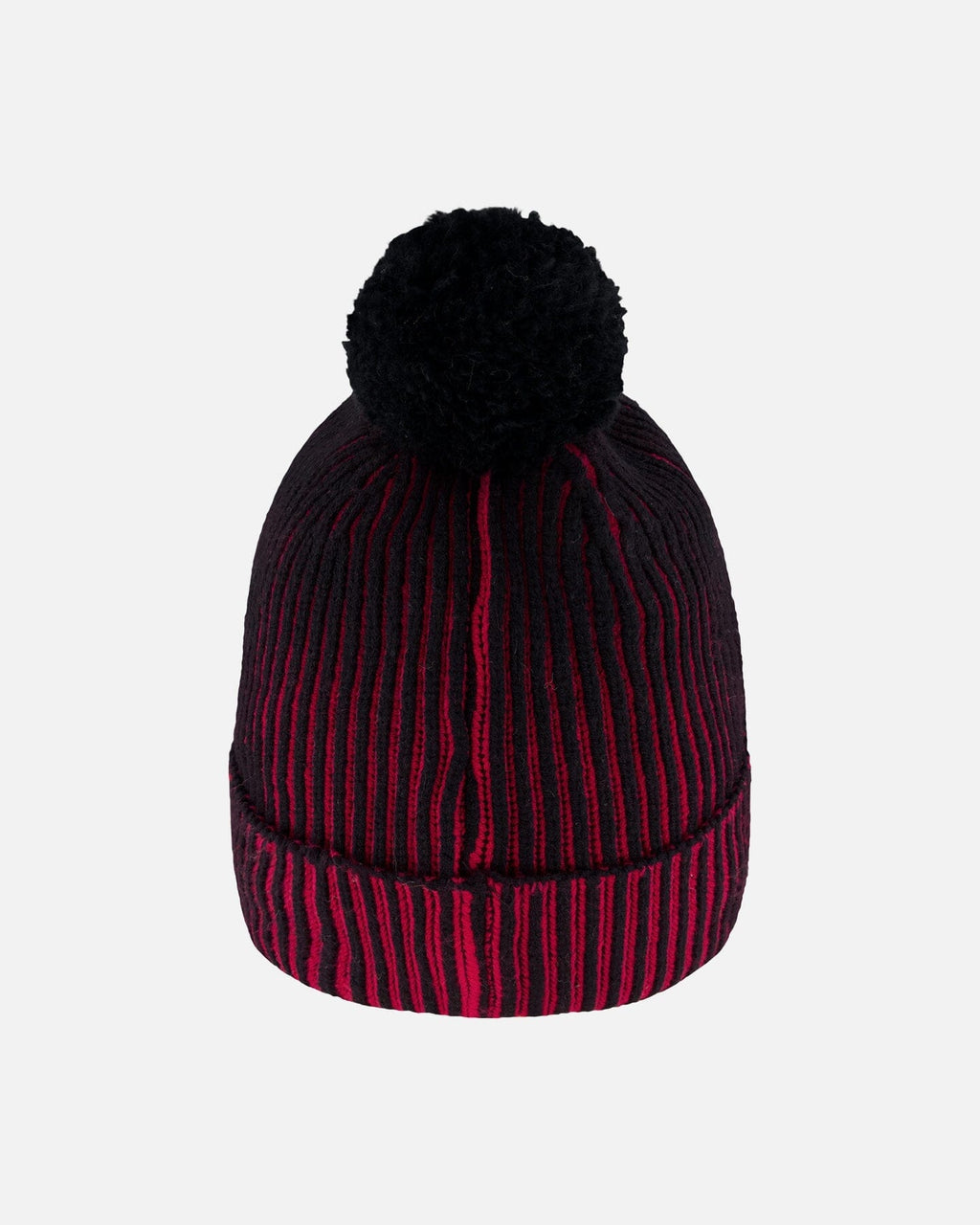 Lined Knit Pompom Hat Red And Black-2
