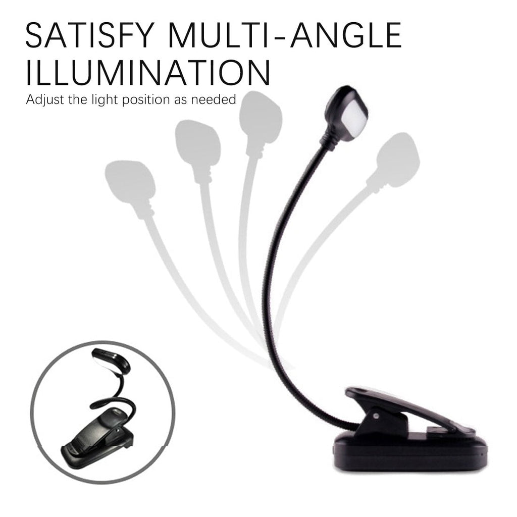 White ABS LED clip-on reading lamp emitting bright white light for study and nighttime reading — view 3