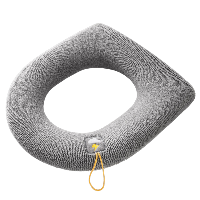 Gray thick plush winter warm toilet seat cover mat in soft polyacrylonitrile fiber