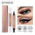 Black double-ended liquid eyeliner stamp pen with precision tip and wing stamp applicator