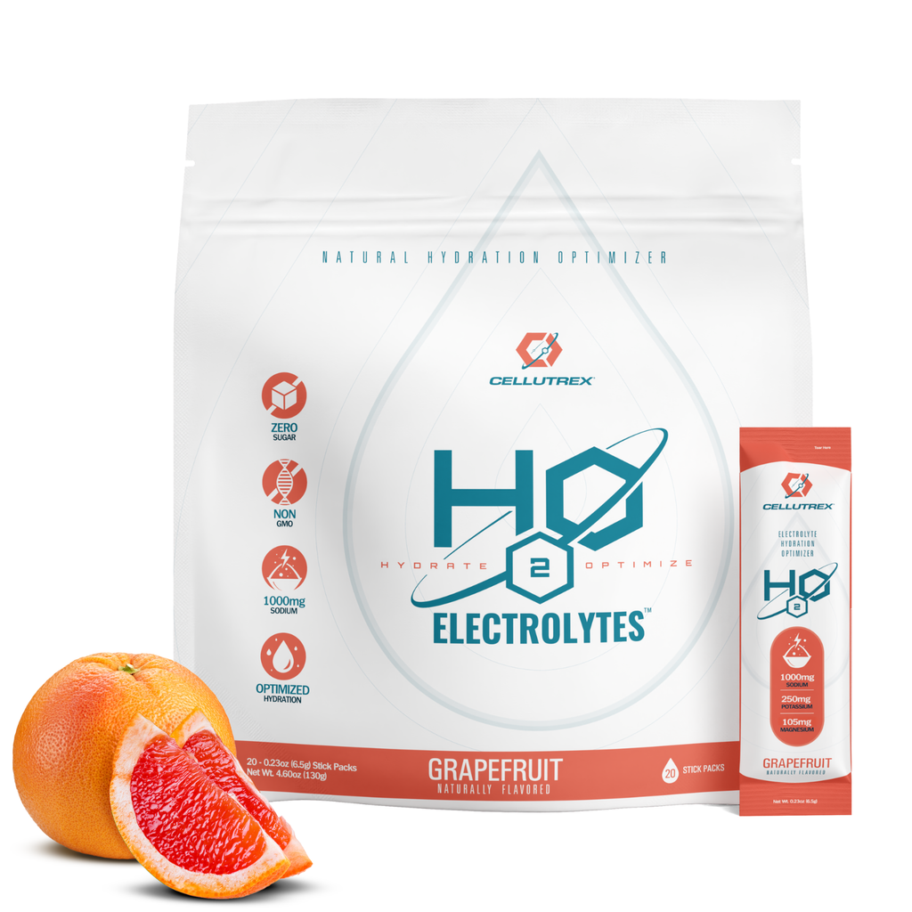 H2O Electrolytes zero sugar grapefruit hydration powder packet with fresh citrus