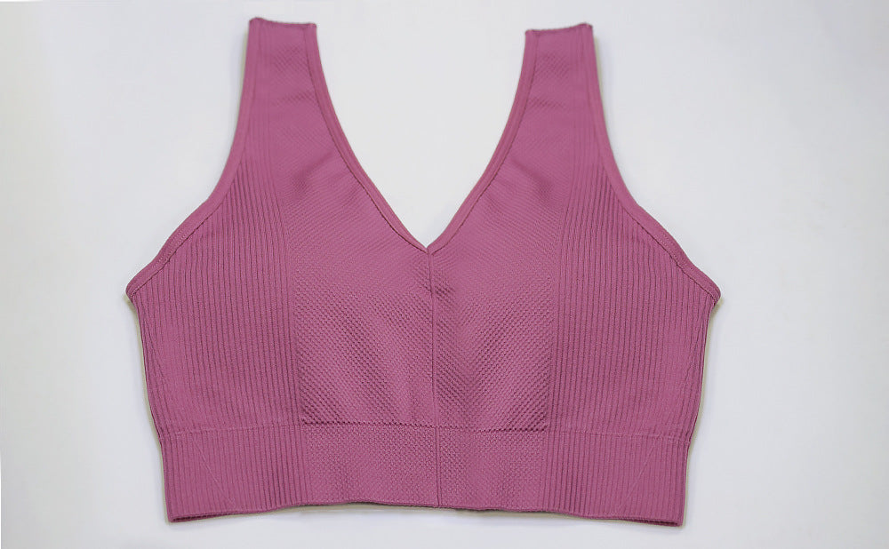 Seamless push up sports bra crop top in solid color with smooth wire-free beauty back design — view 3