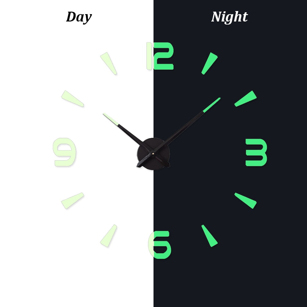 Oversized 3D DIY wall clock with reflective acrylic mirror finish and sleek metal pointers. — view 5