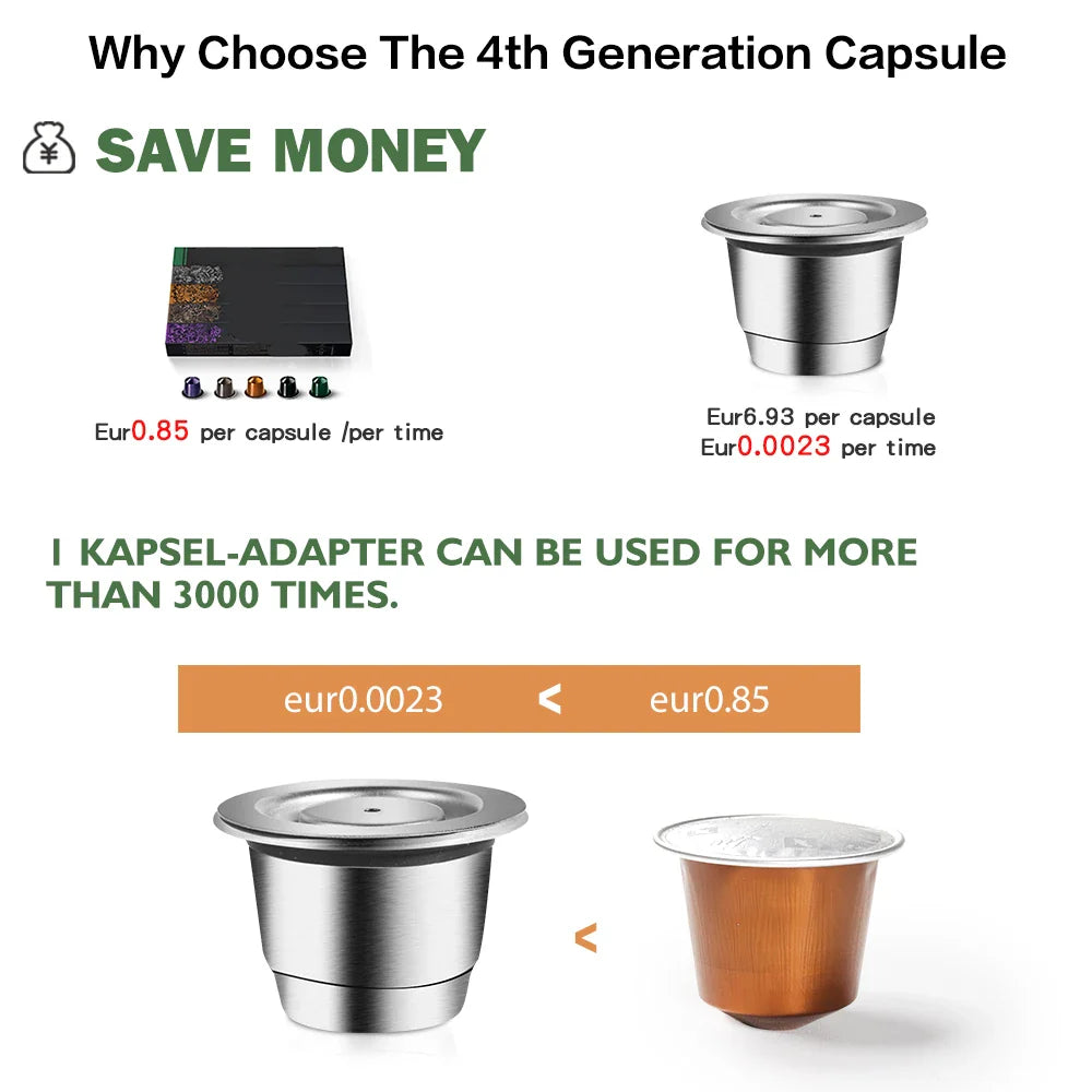 Steel reusable Nespresso pod in food-grade stainless steel for custom espresso brewing at home — view 4