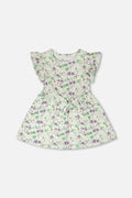 Jersey Dress Green Printed Flowers-0
