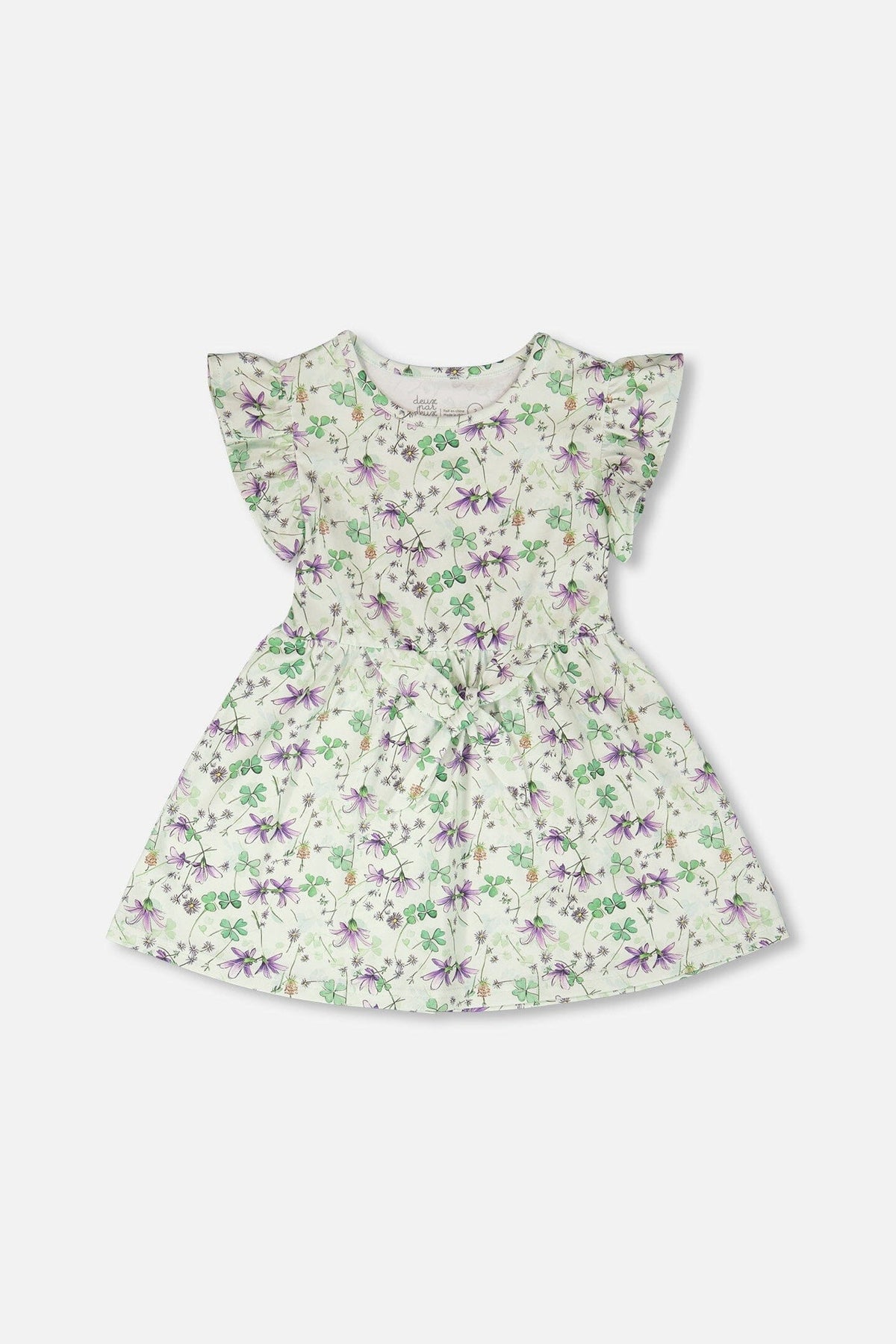 Jersey Dress Green Printed Flowers-0