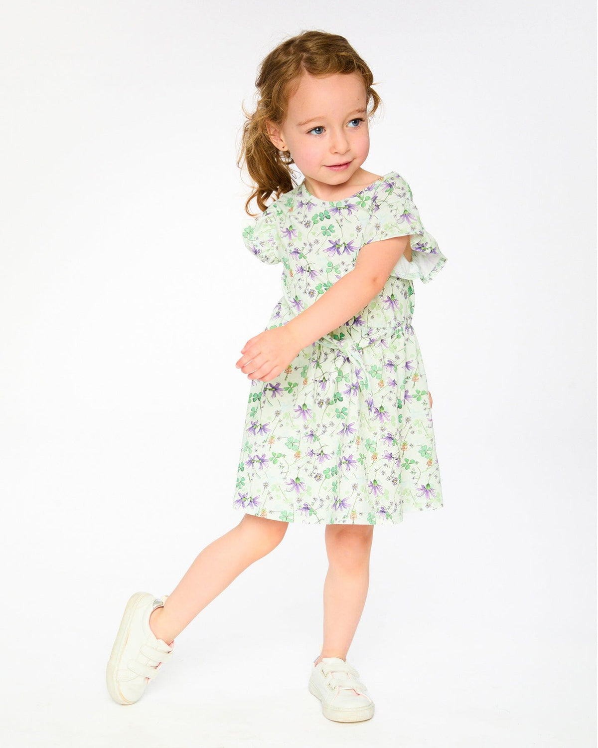 Jersey Dress Green Printed Flowers-1