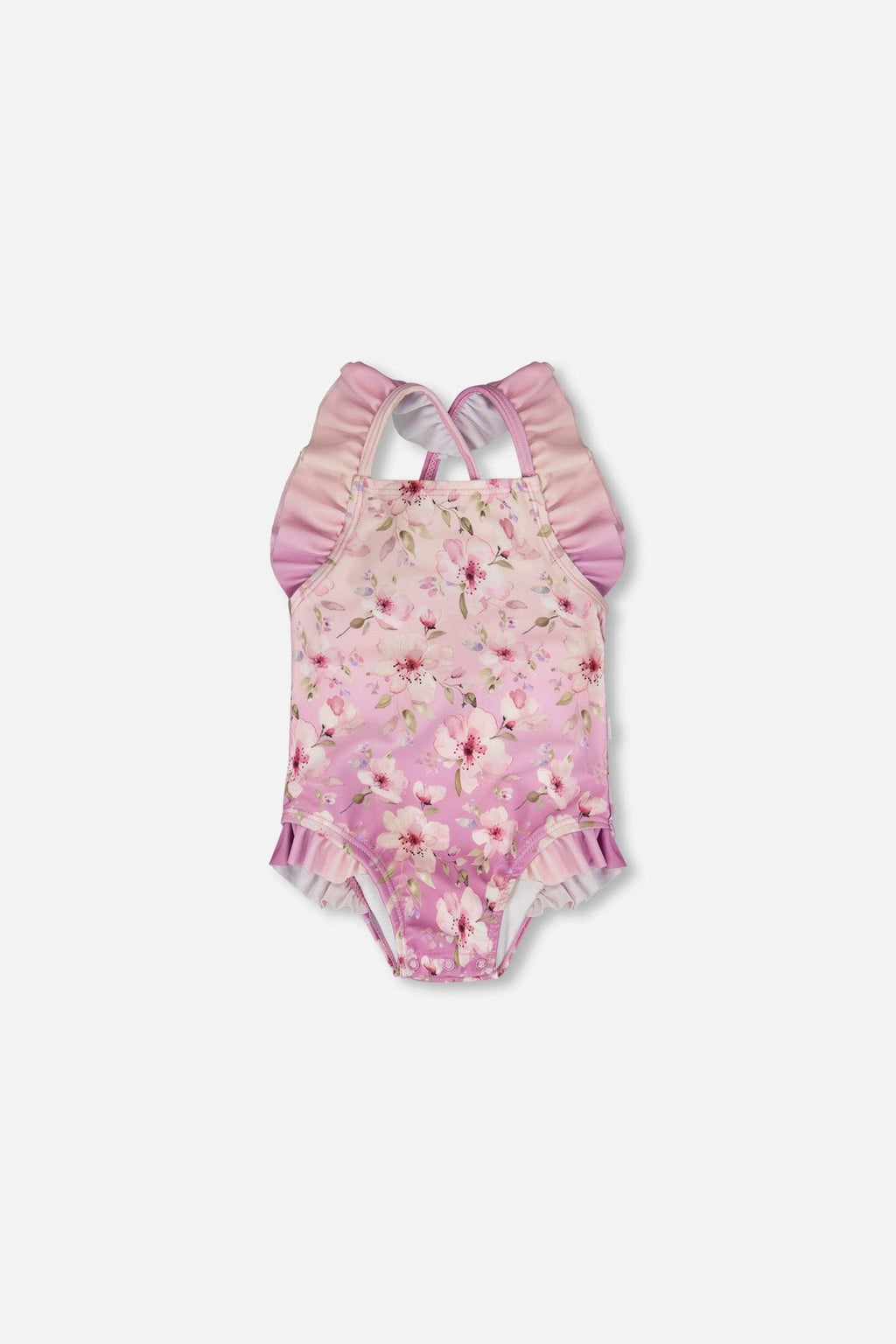 Baby And Toddler One-Piece Swimsuit Purple Flower Print-0