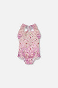 Baby And Toddler One-Piece Swimsuit Purple Flower Print-0