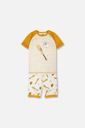 Organic Cotton Two-Piece Pyjama Set Grey Mix Baseball Print-0