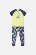 Organic Cotton Two-Piece Pyjama Set Blue Dino Print-0