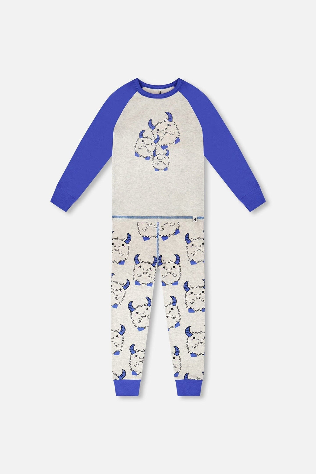Organic Cotton Two-Piece Pyjama Set Grey Mix Monster Print-0