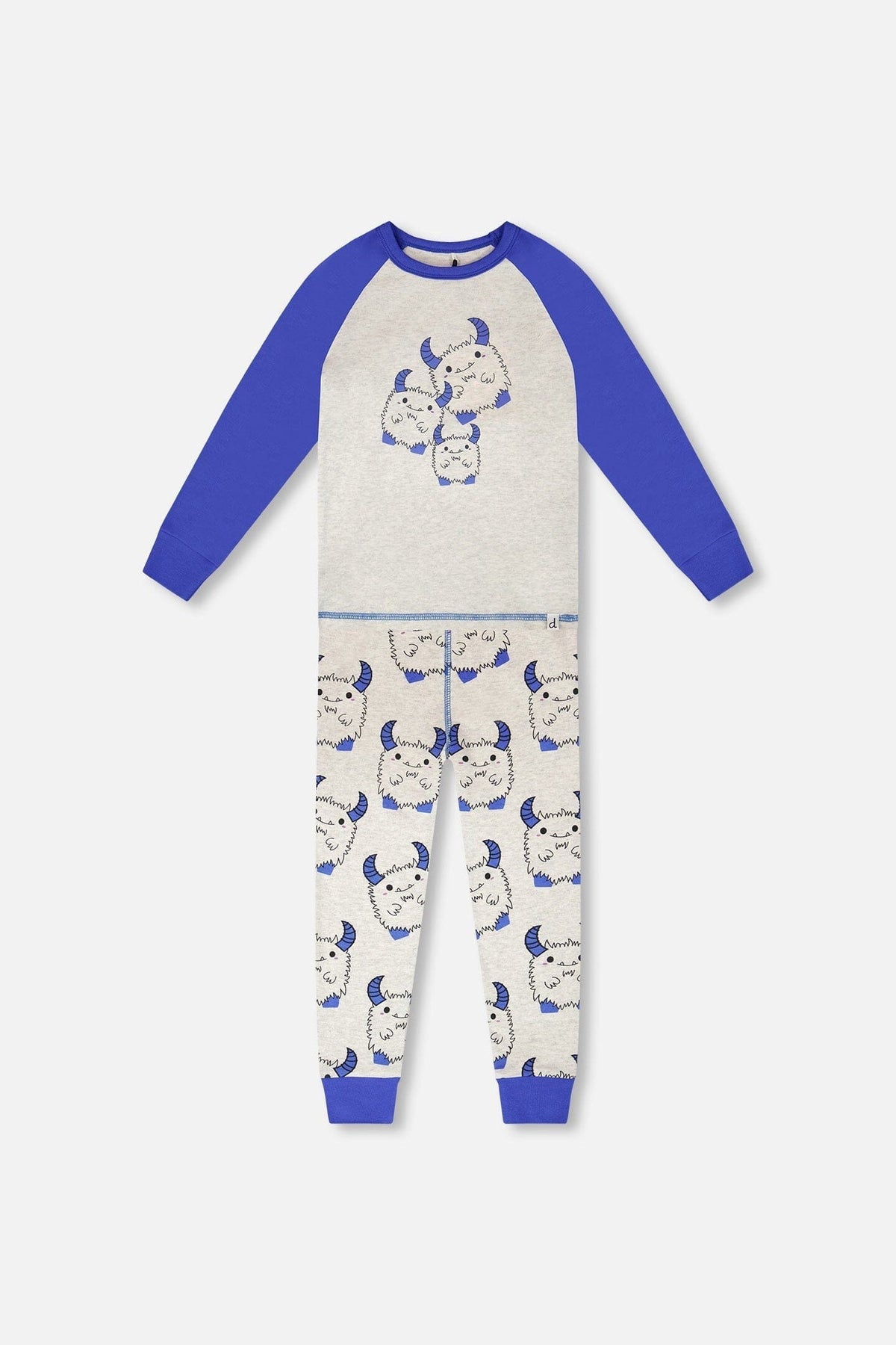 Organic Cotton Two-Piece Pyjama Set Grey Mix Monster Print-0