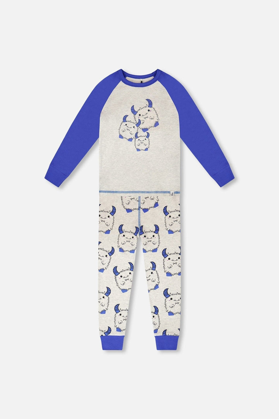 Organic Cotton Two-Piece Pyjama Set Grey Mix Monster Print