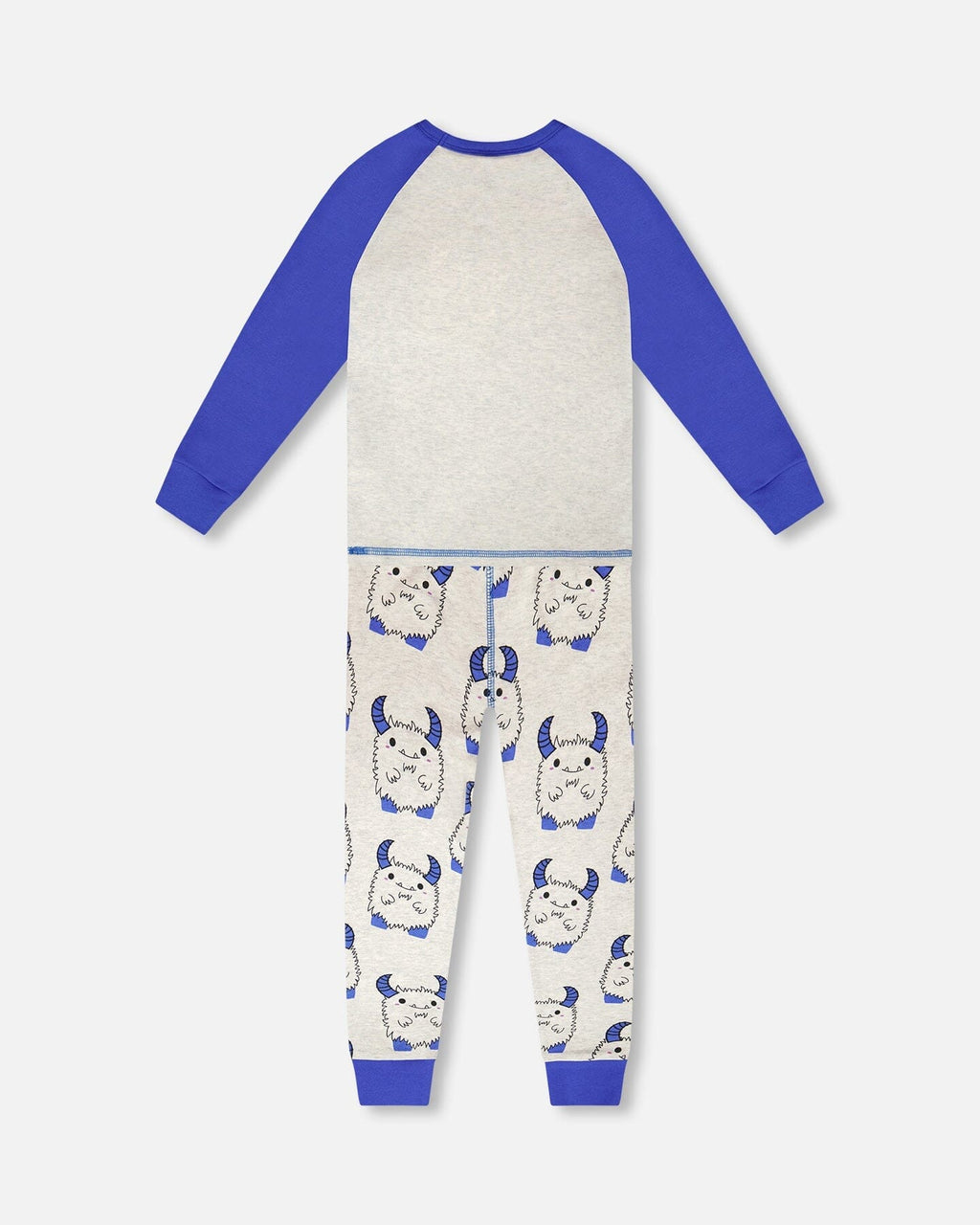 Organic Cotton Two-Piece Pyjama Set Grey Mix Monster Print-2