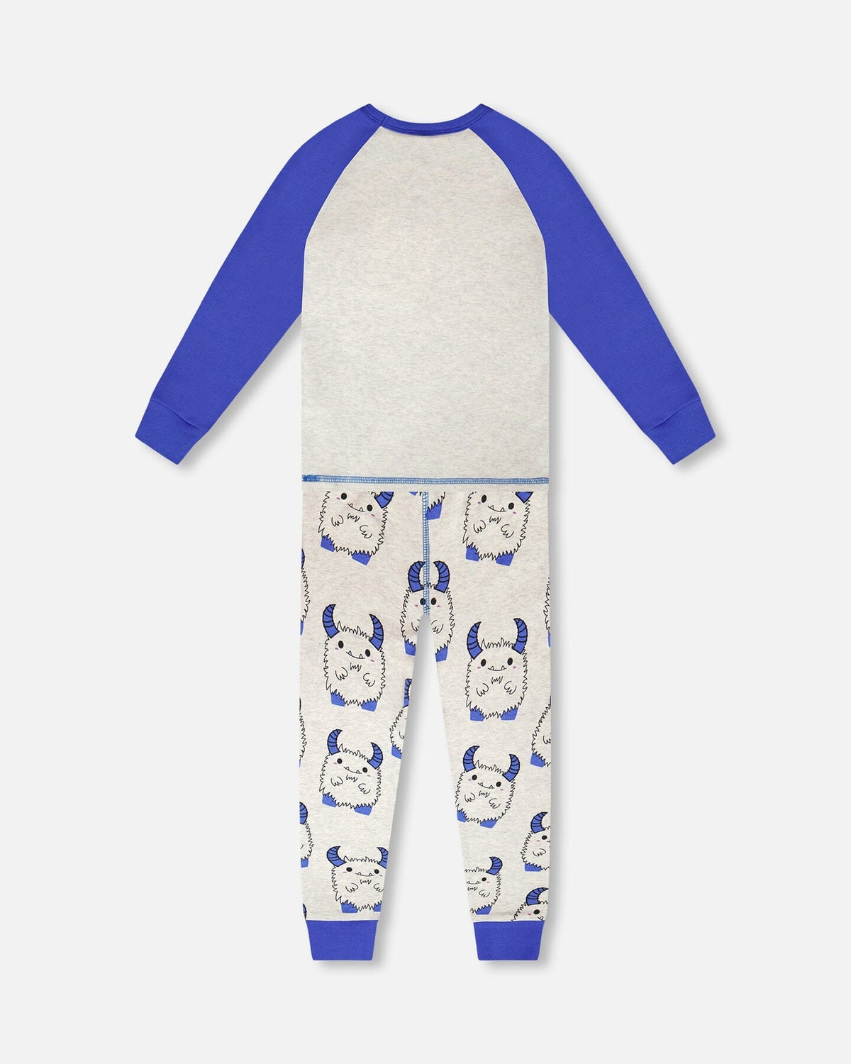 Organic Cotton Two-Piece Pyjama Set Grey Mix Monster Print-2