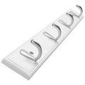 Bamboo wood four hook wall mounted coat and hat rack with silver zinc alloy hardware