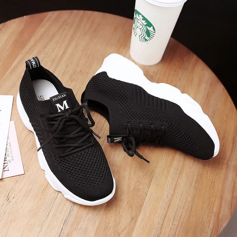 Fly weave casual running sneakers with breathable mesh upper and slip resistant rubber sole — view 3