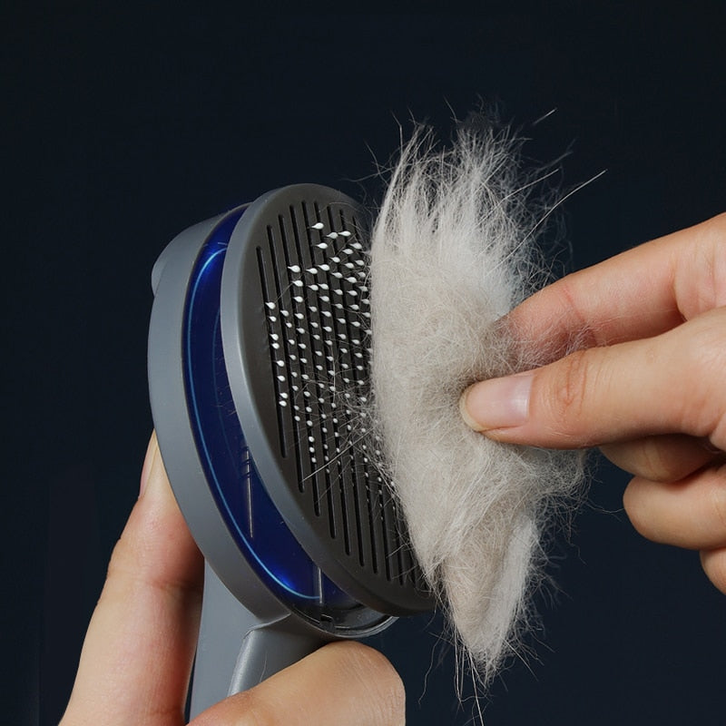 OBA self-cleaning pet grooming slicker brush with ergonomic non-slip handle and gentle massage bristles. — view 4