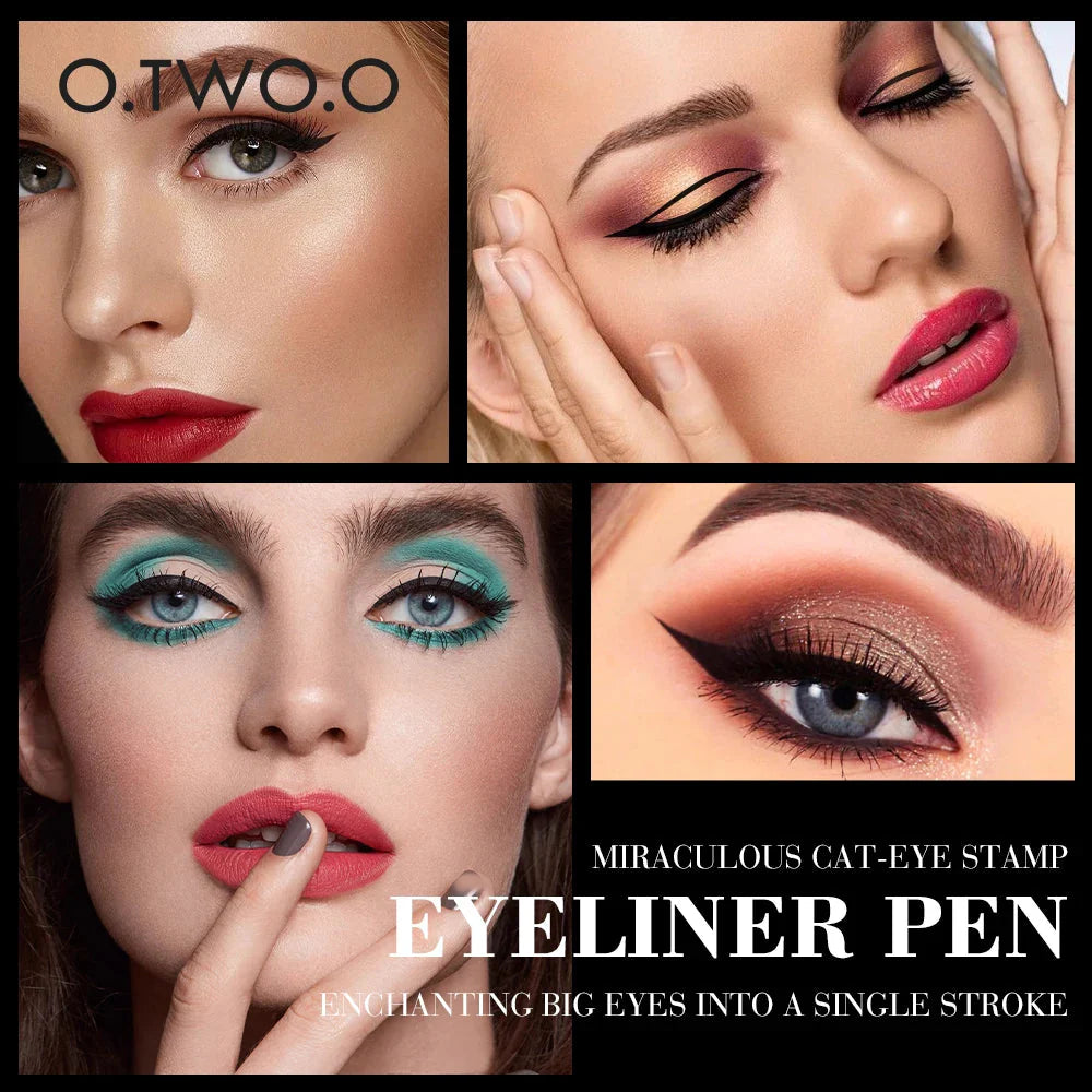Black double-ended liquid eyeliner stamp pen with precision tip and wing stamp applicator — view 5