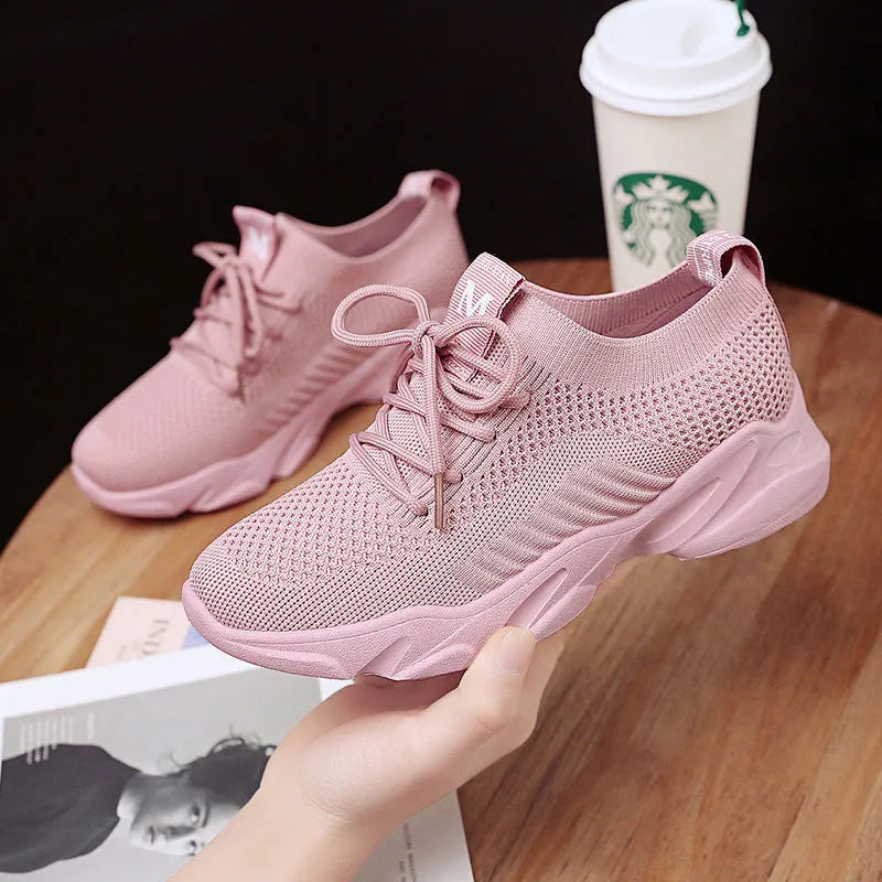 Fly weave casual running sneakers with breathable mesh upper and slip resistant rubber sole — view 5