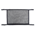 Black SUV ceiling storage net cargo organizer made of breathable mesh with adjustable attachment buckles