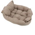 Brown 3-in-1 convertible pet bed and cotton mat for cats and small to medium dogs
