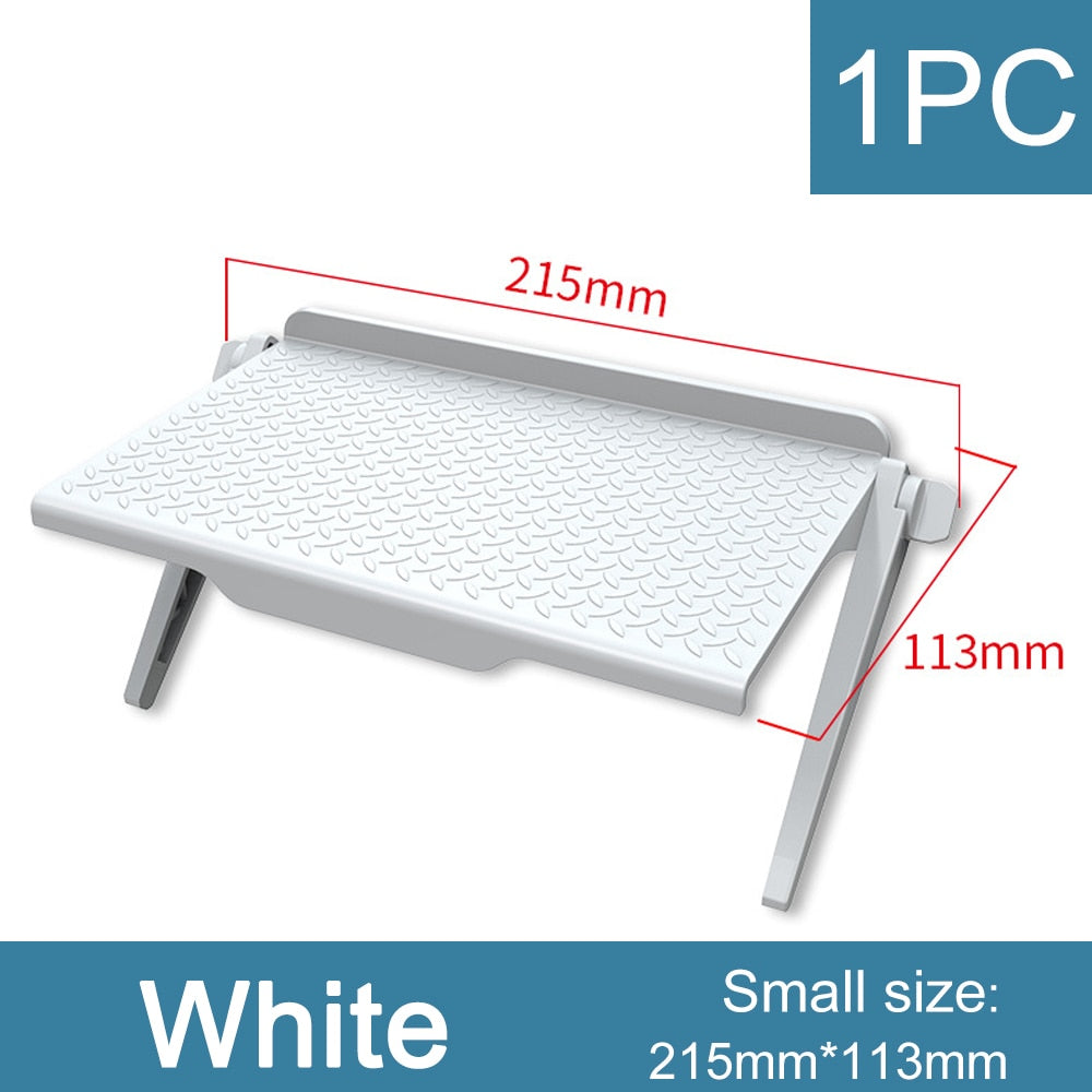 Adjustable screen top storage shelf for computer monitors and TVs in sleek ABS plastic — view 3