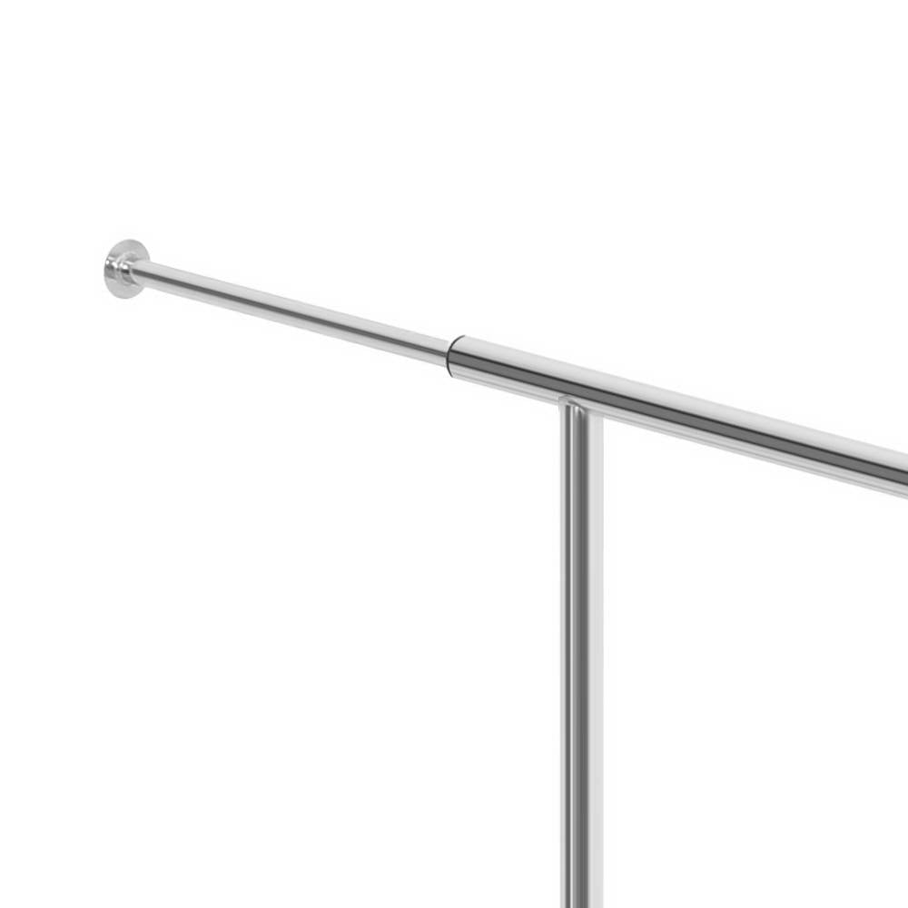 Adjustable heavy-duty chrome clothes rack on rolling castors with top rail and lower storage bars — view 5