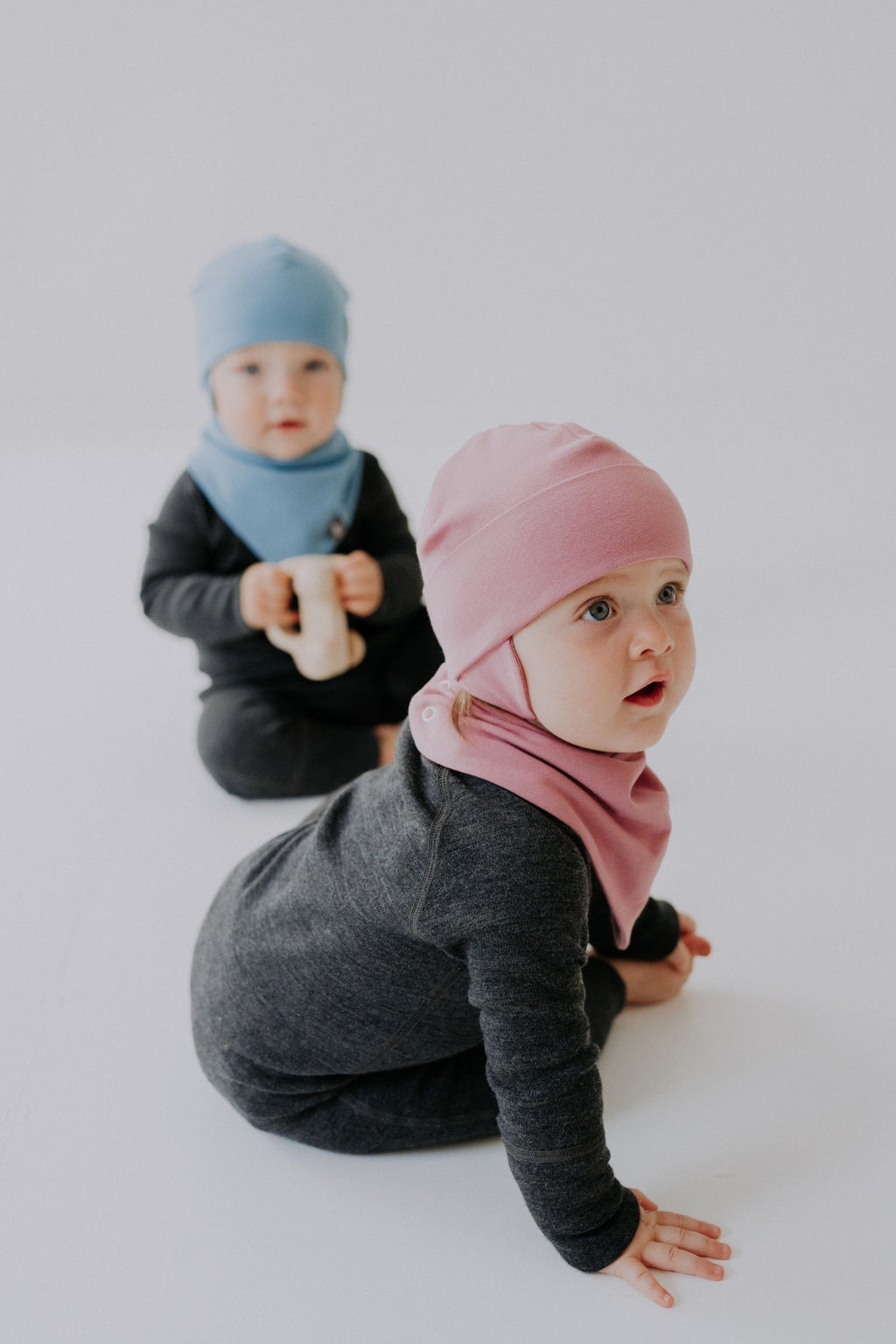 Happy baby spring and autumn hat with secure under chin tie strings and windproof quadruple layered brim — view 3