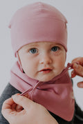 Happy baby spring and autumn hat with secure under chin tie strings and windproof quadruple layered brim