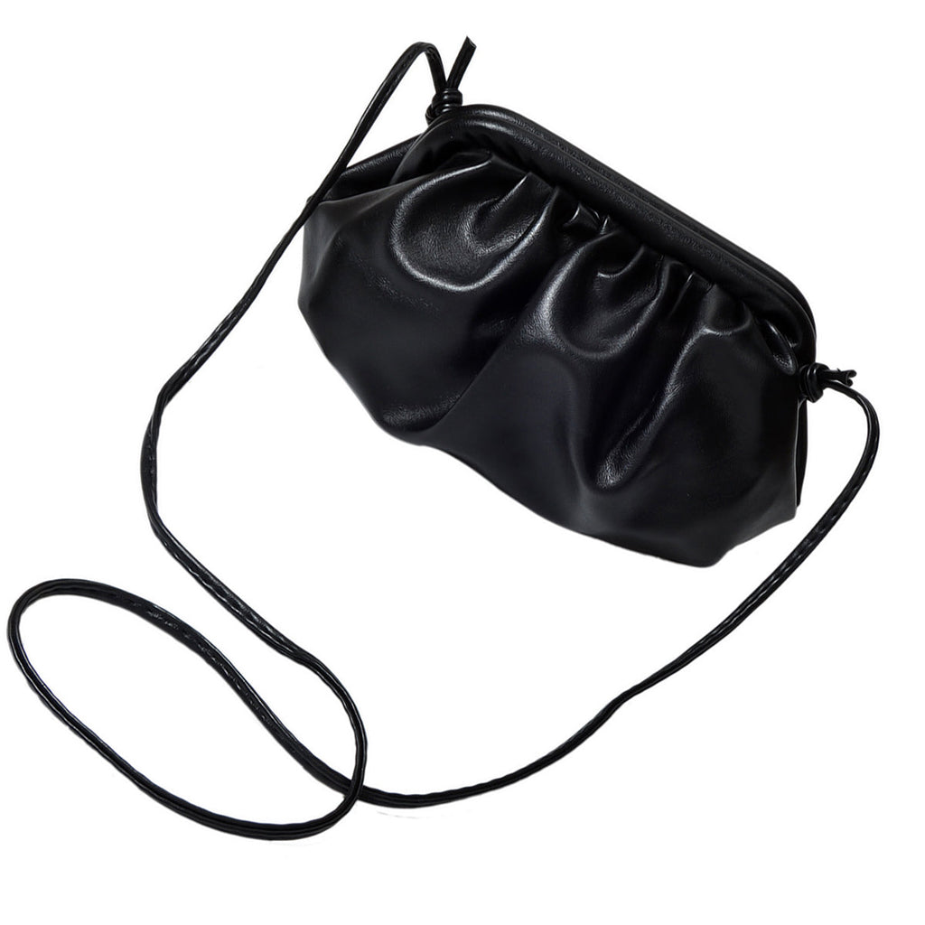 Black and white PU leather women's clutch crossbody shoulder bag with metallic hardware — view 3