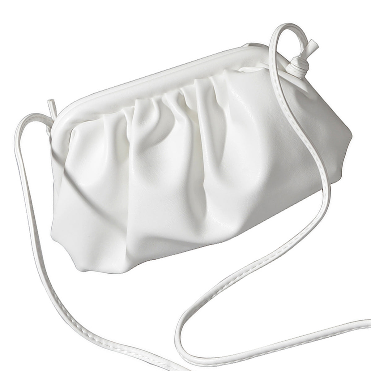 Black and white PU leather women's clutch crossbody shoulder bag with metallic hardware — view 4