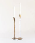 Hand-forged iron candle stands, set of two black metal taper candle holders with weighted bases