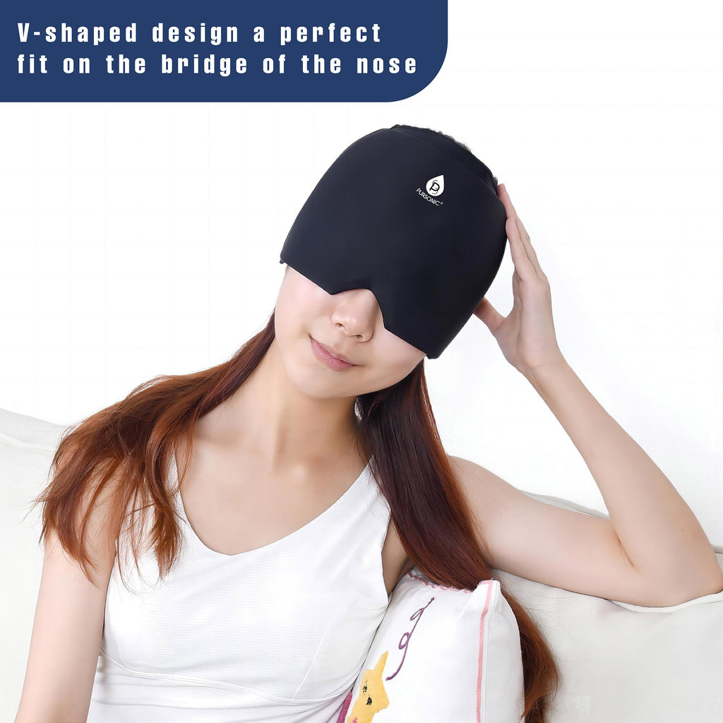 Pursonic Shiatsu back massager with straps and flexible hot cold gel migraine cap set — view 3