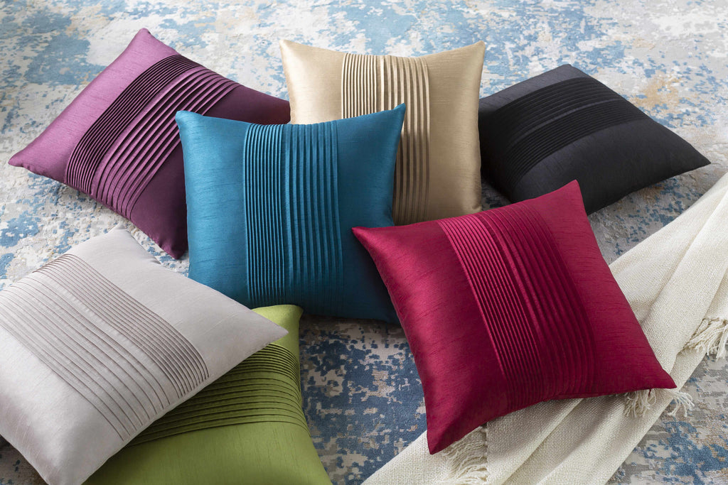 Hiltons deep teal square throw pillow in solid woven polyester for living room decor — view 4