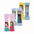 Three pack of thick girls thermal socks featuring colorful Disney Princess and Frozen character designs