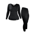 Women's thermal underwear set with long sleeve top and leggings in black and white modal fabric