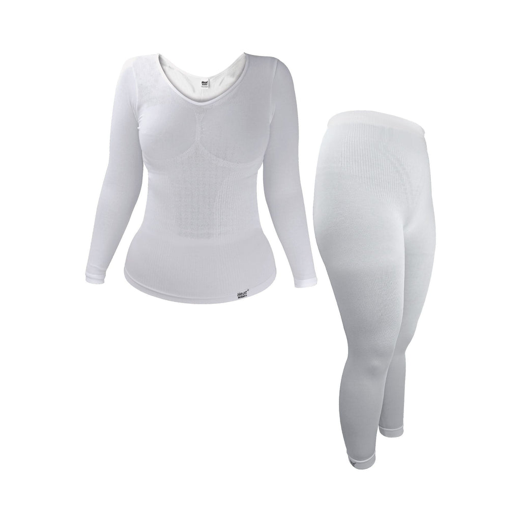 Women's thermal underwear set with long sleeve top and leggings in black and white modal fabric — view 5