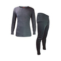 Men's thermal underwear set featuring a long sleeve top and long johns in charcoal grey
